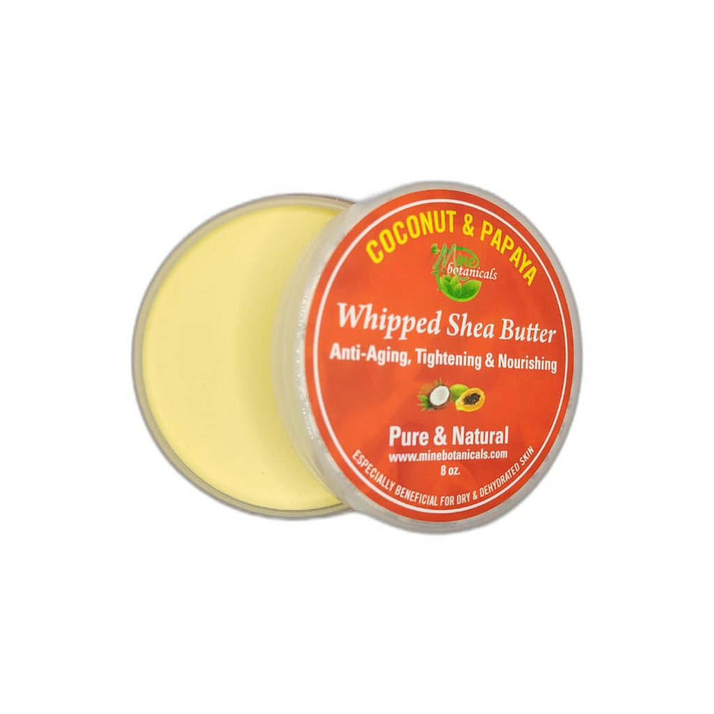 Mine Botanicals Coconut & Papaya Whipped Shea Butter – Luxurious Moisturizer with Coconut Oil & Vanilla Extract