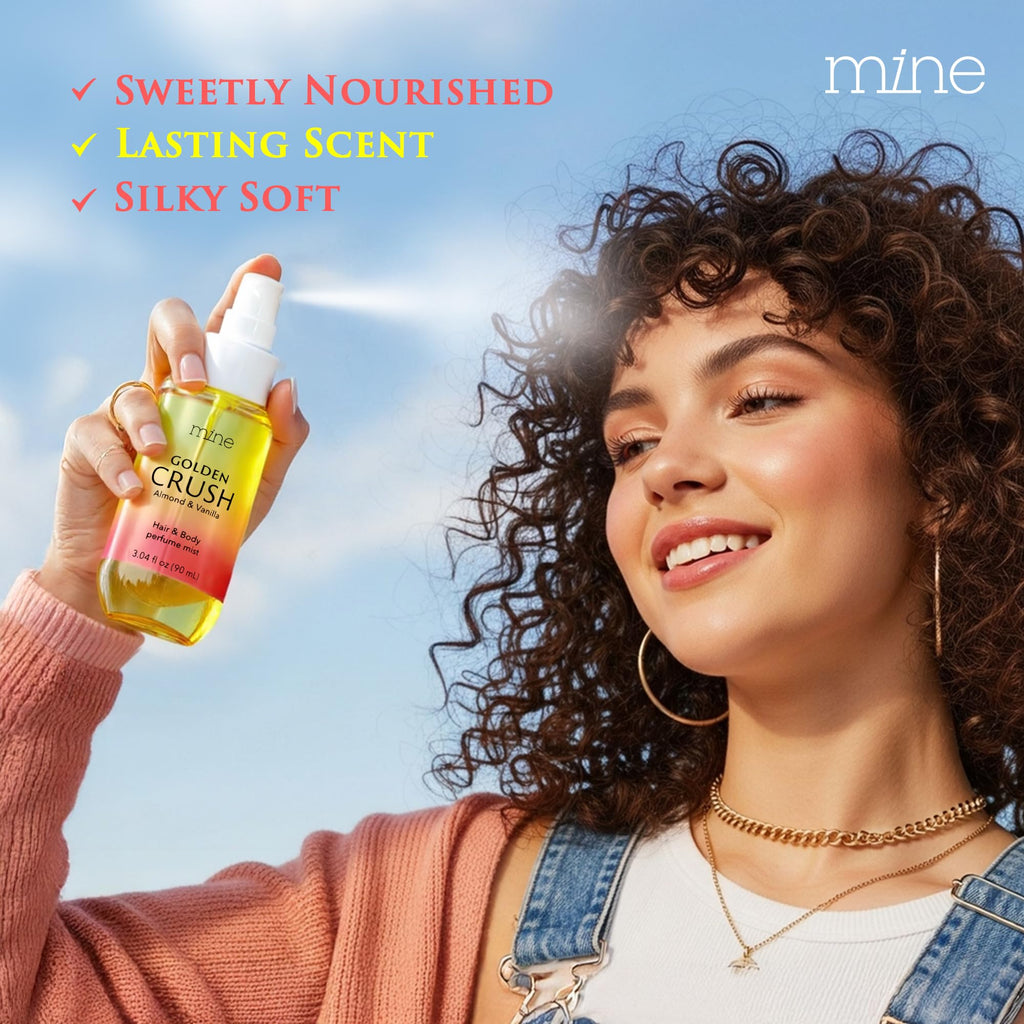 Mine Hair Perfume & Body Mist – Almond & Vanilla Scent, IFRA Safe, 3.04 oz