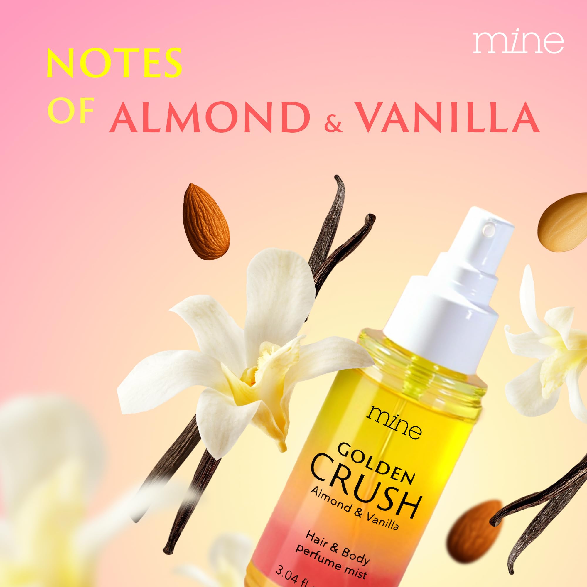 Mine Hair Perfume & Body Mist – Almond & Vanilla Scent, IFRA Safe, 3.04 oz