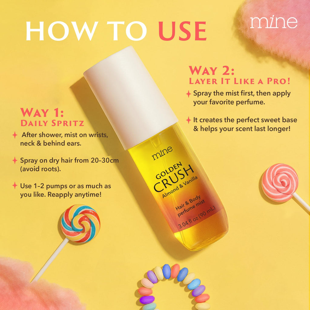 Mine Hair Perfume & Body Mist – Almond & Vanilla Scent, IFRA Safe, 3.04 oz