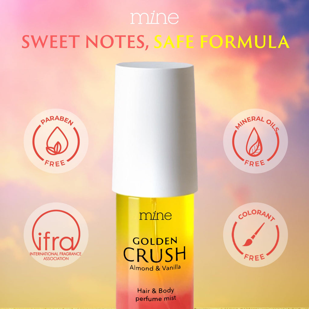Mine Hair Perfume & Body Mist – Almond & Vanilla Scent, IFRA Safe, 3.04 oz