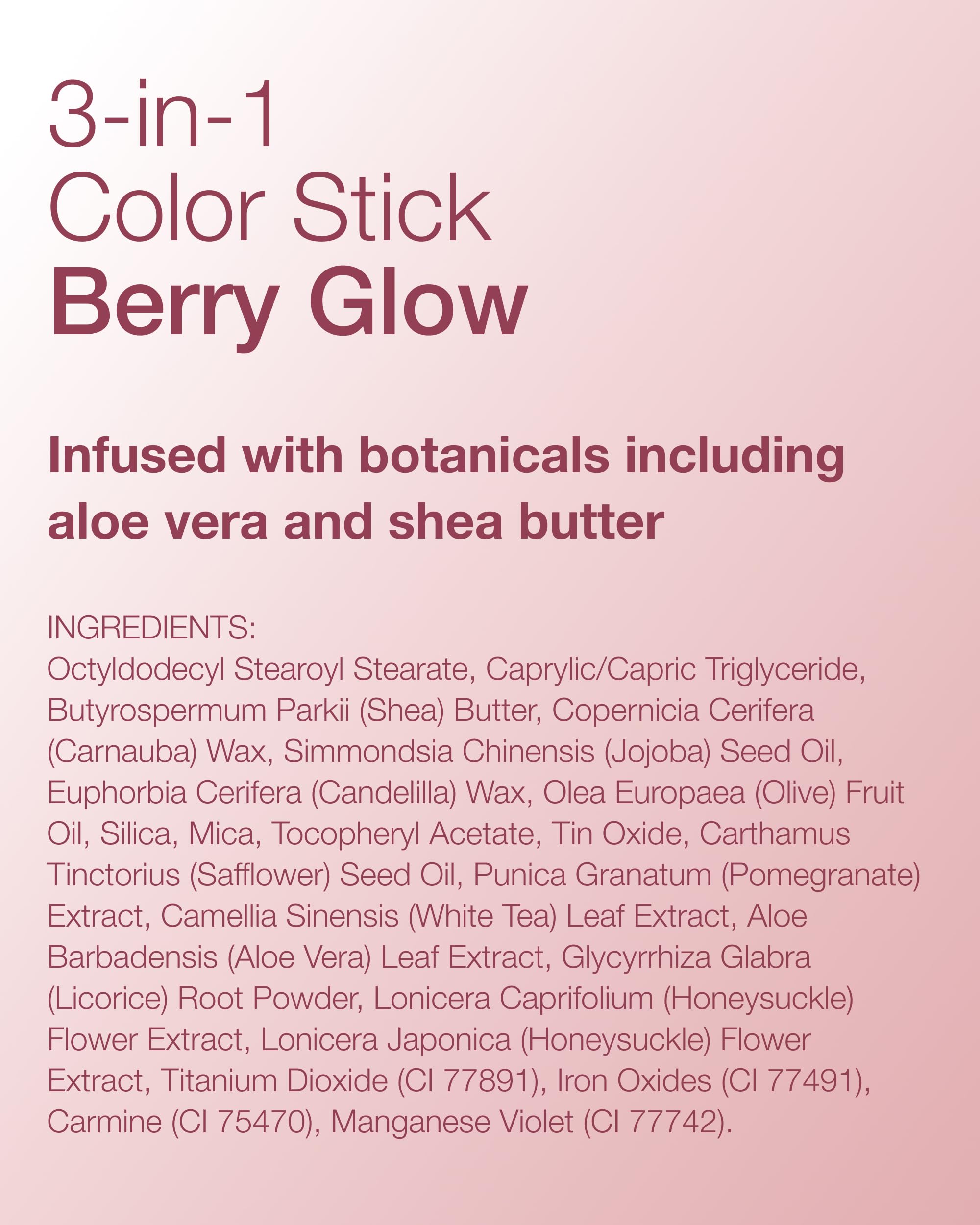 Mineral Fusion 3-in-1 Color Stick – Hydrating Tinted Blush for Cheeks, Lips & Eyes | Berry Glow