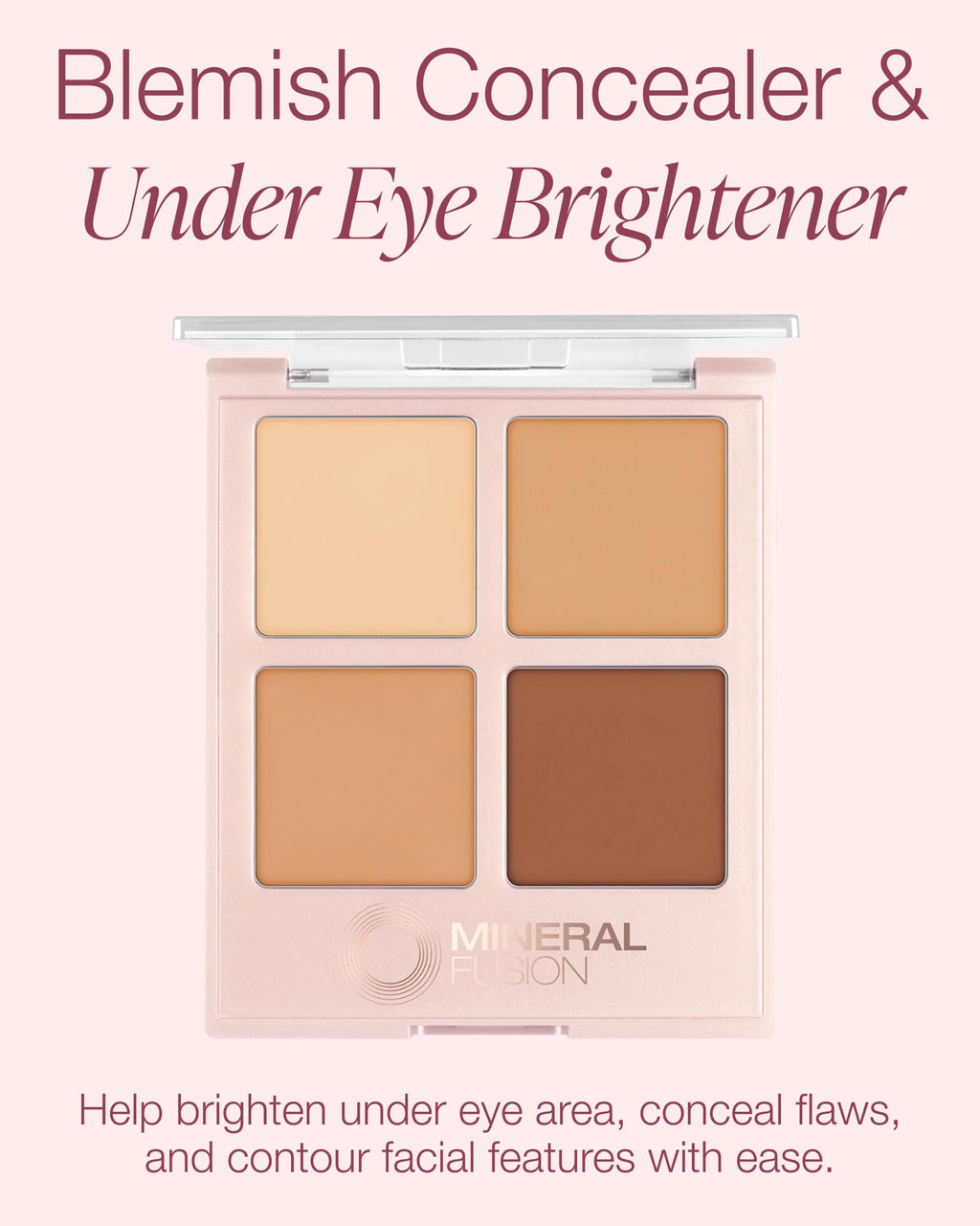 Mineral Fusion Decadence Concealer Palette Quad — 4 Creamy Full-Coverage Warm to Dark Shades
