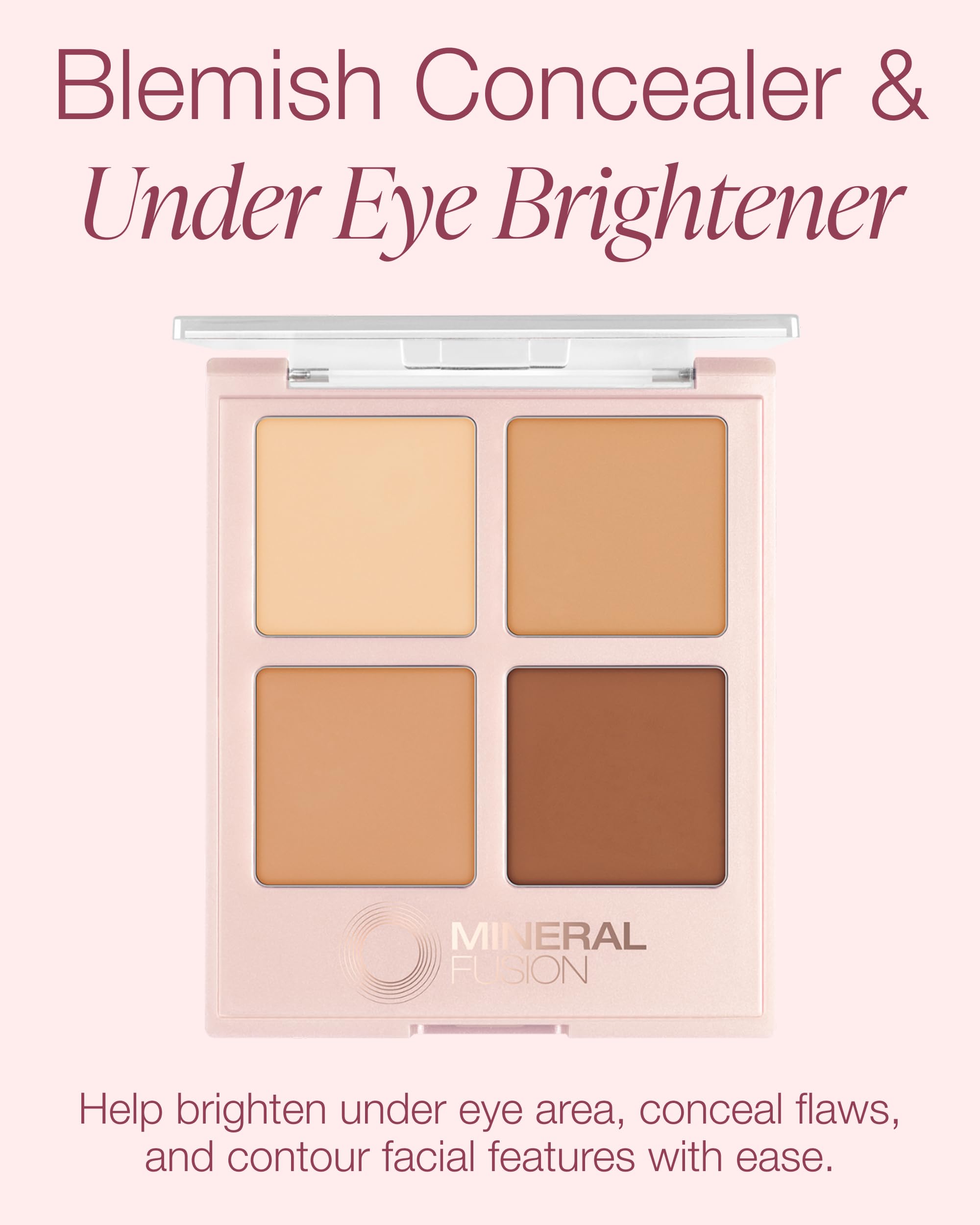 Mineral Fusion Decadence Concealer Palette Quad — 4 Creamy Full-Coverage Warm to Dark Shades