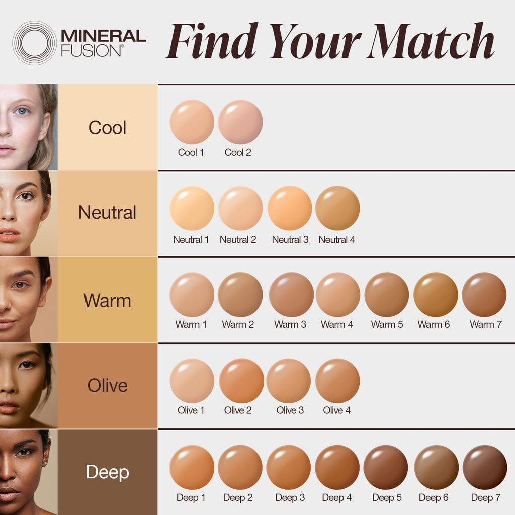 Mineral Fusion Full Coverage Foundation Olive 3 – Medium Olive Undertones, Hydrating Matte Finish, Vegan & Hypoallergenic, 1 fl oz