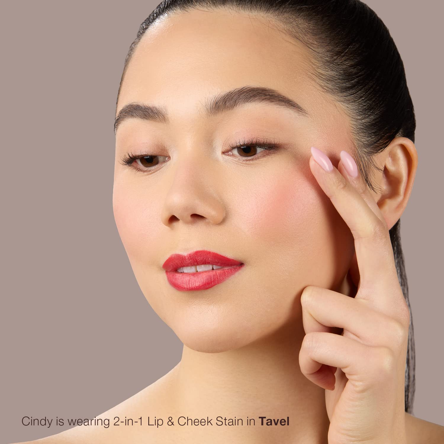 Mineral Fusion 2-in-1 Lip & Cheek Stain Tavel - Vibrant Coral Hydrating Matte Color