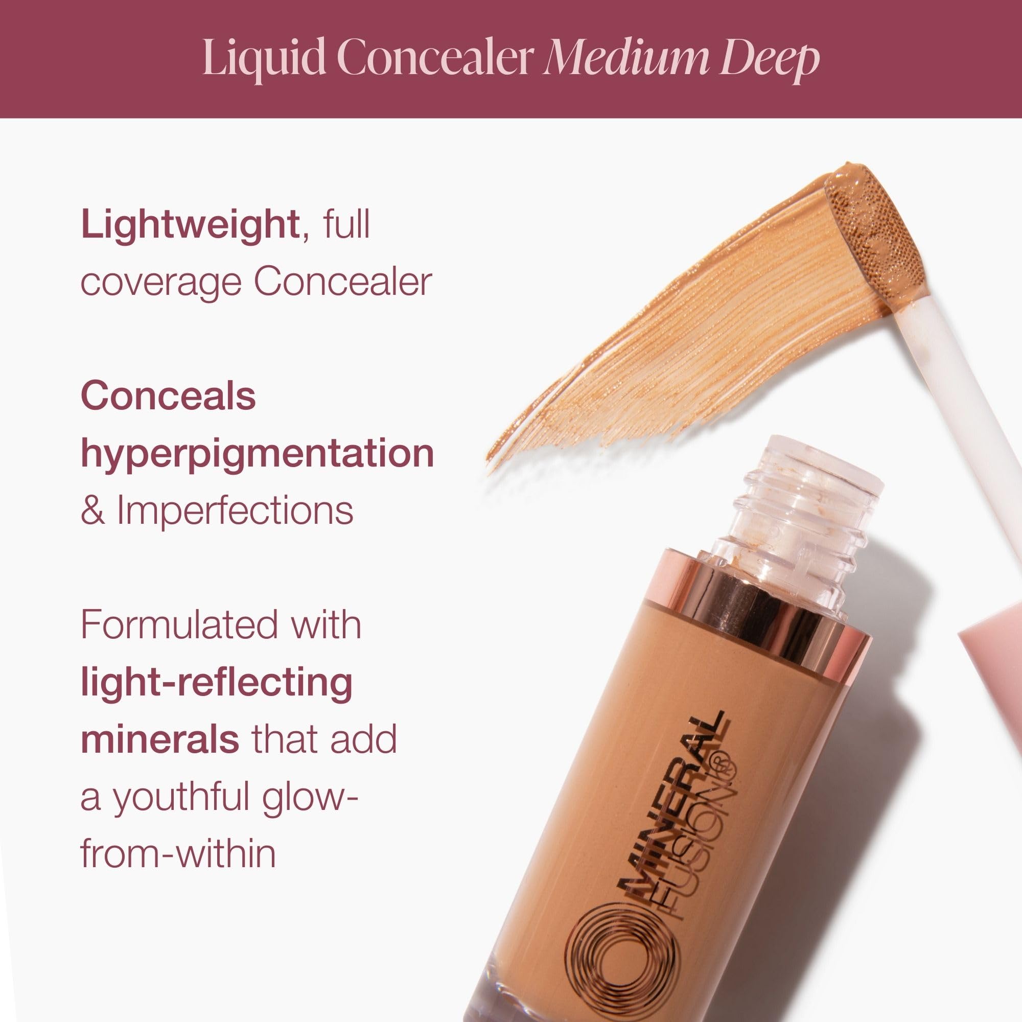 Mineral Fusion Liquid Concealer Medium Deep – Vegan, Full-Coverage Under-Eye + Spot Concealer