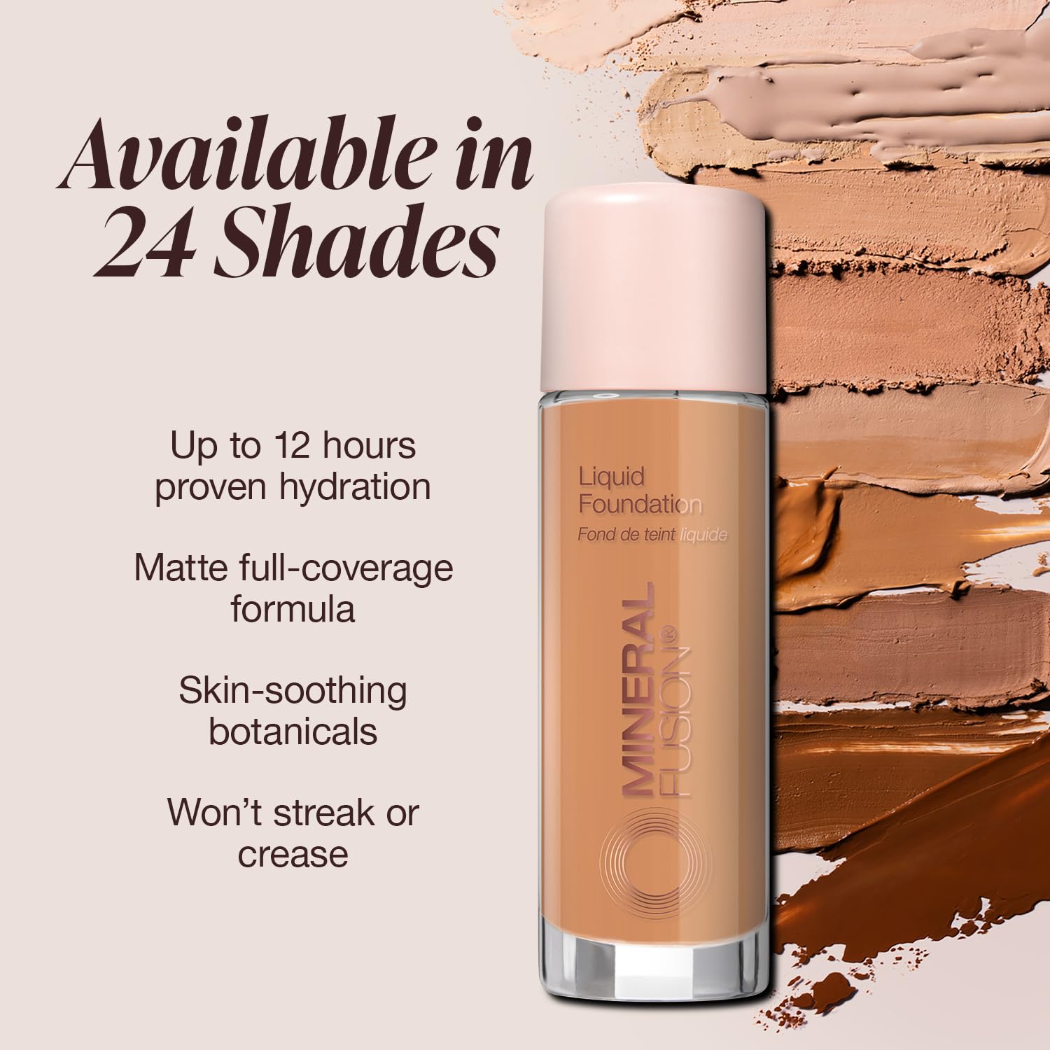 Mineral Fusion Full Coverage Liquid Foundation – Warm 4 (Med to Tan) | Lightweight Matte, Up to 12 Hr Hydration, Vegan & Hypoallergenic, 1 fl oz