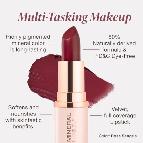 Mineral Fusion Lipstick Rose Sangria – Long-Lasting, Smudge-Free Color