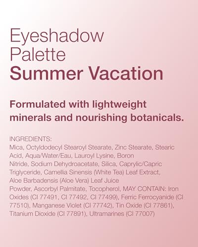 Mineral Fusion Eyeshadow Palette | Vegan Eye Makeup with Matte, Satin, and Shimmer Finishes | Natural, Lightweight Formula (Summer Vacation)