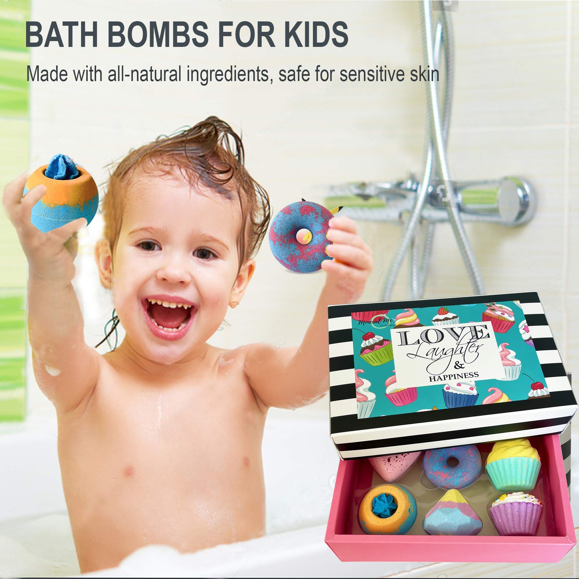 Mineral Me California Bath Bombs for Girls – 6 Organic Gift Set