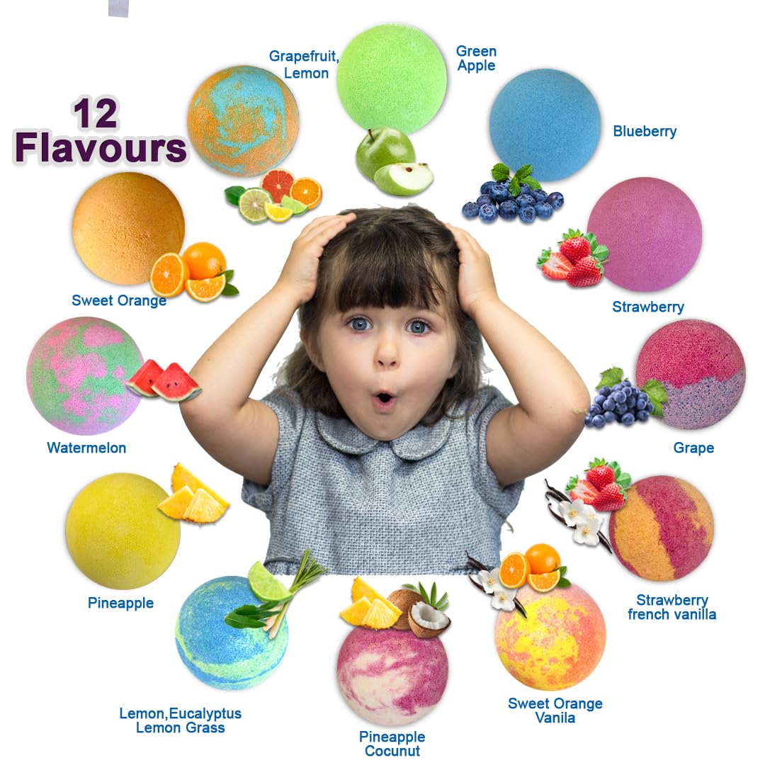 Mineral Me California Kids Bath Bombs with Surprise Inside – 12 Bubble Fizzies & Jungle Animal Toys