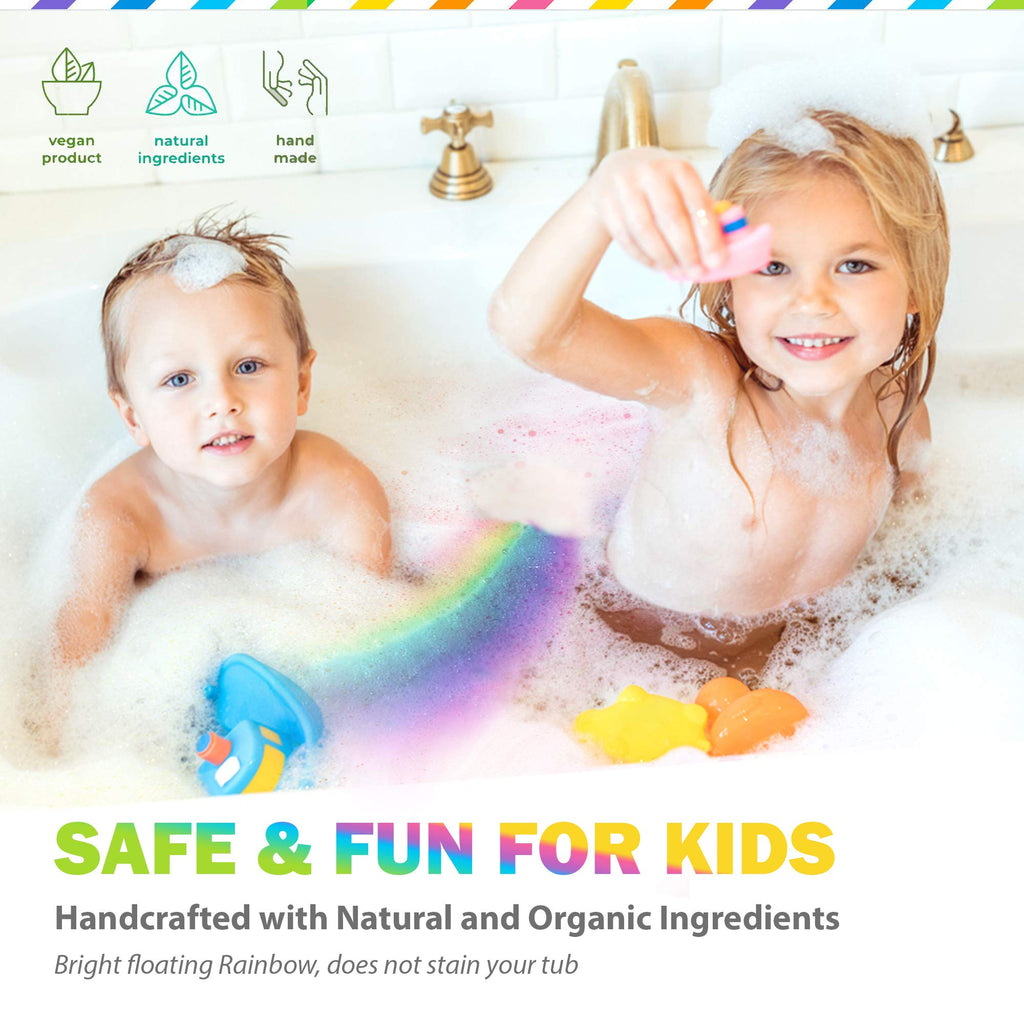Mineral Me California Bath Bombs for Kids – All Natural Rainbow Cloud Bath Bombs with Organic Shea & Moisturizing Bubbles
