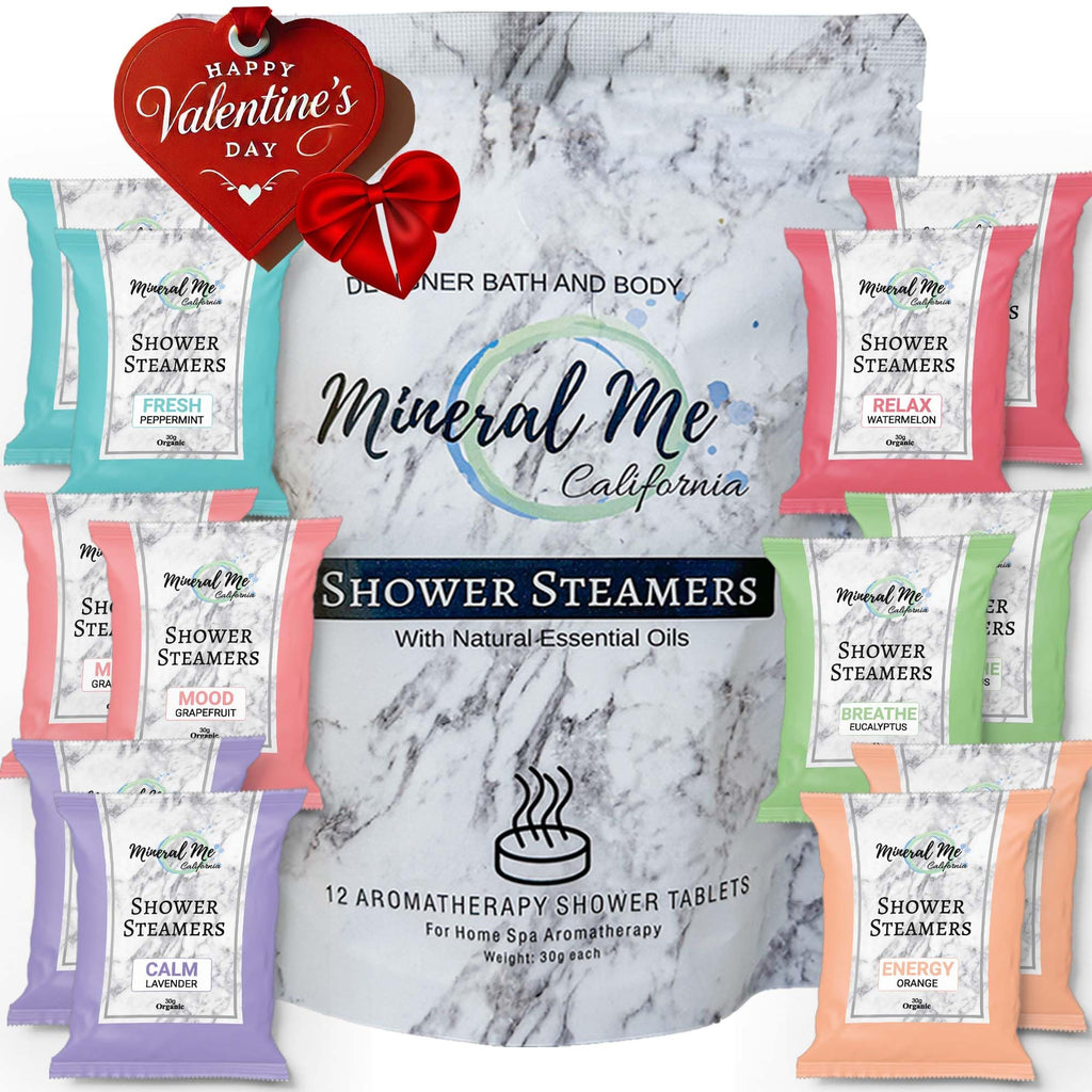 Mineral Me California Shower Steamers Aromatherapy – 12pc Vapor Tablets with Organic Essential Oils
