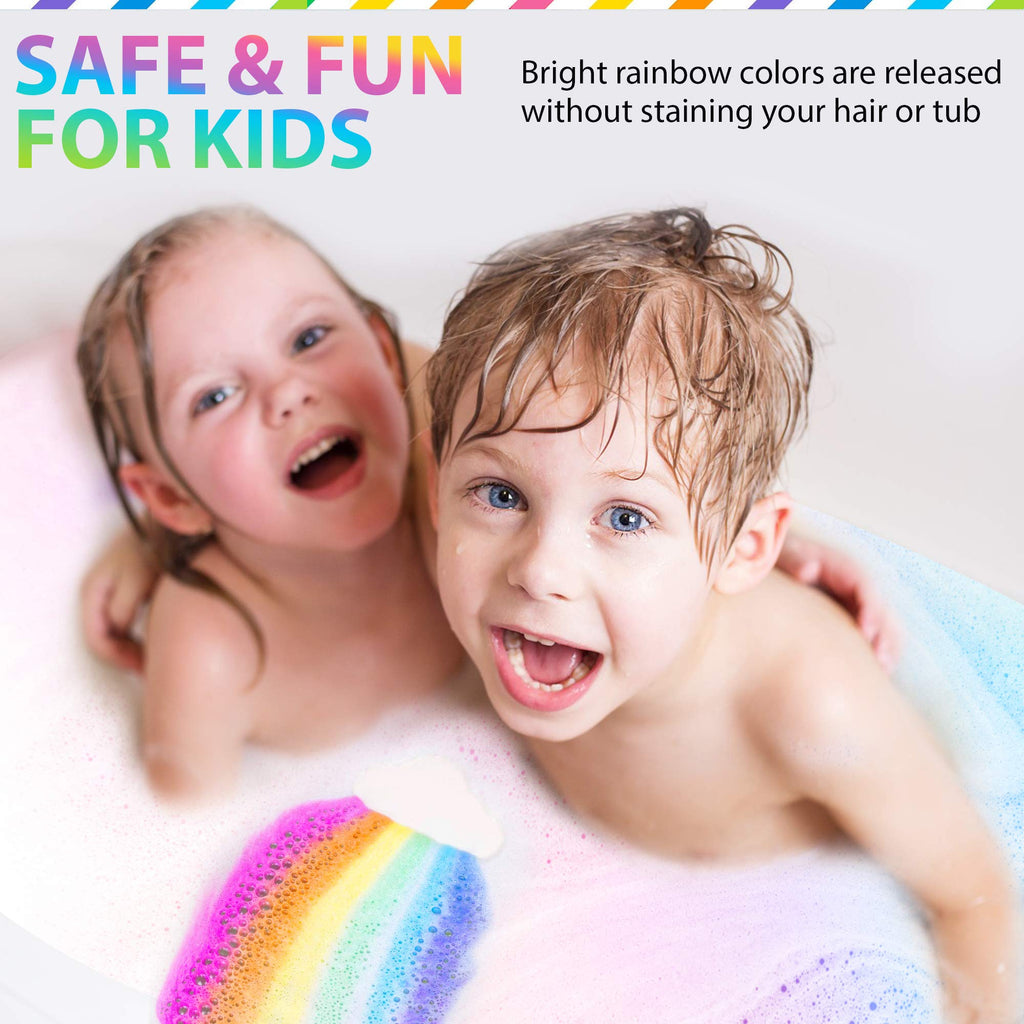 Mineral Me California Bath Bombs for Kids – All Natural Rainbow Cloud Bath Bombs with Organic Shea & Moisturizing Bubbles