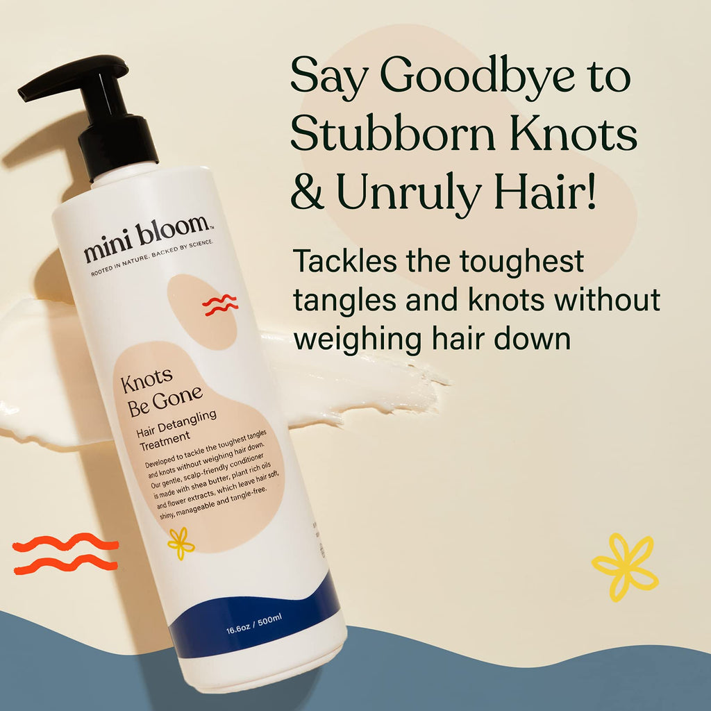 Mini Bloom Knots Be Gone Detangling Conditioner Treatment | Baby & Kid Safe, Shea Butter & Plant Oils | 16.6oz
