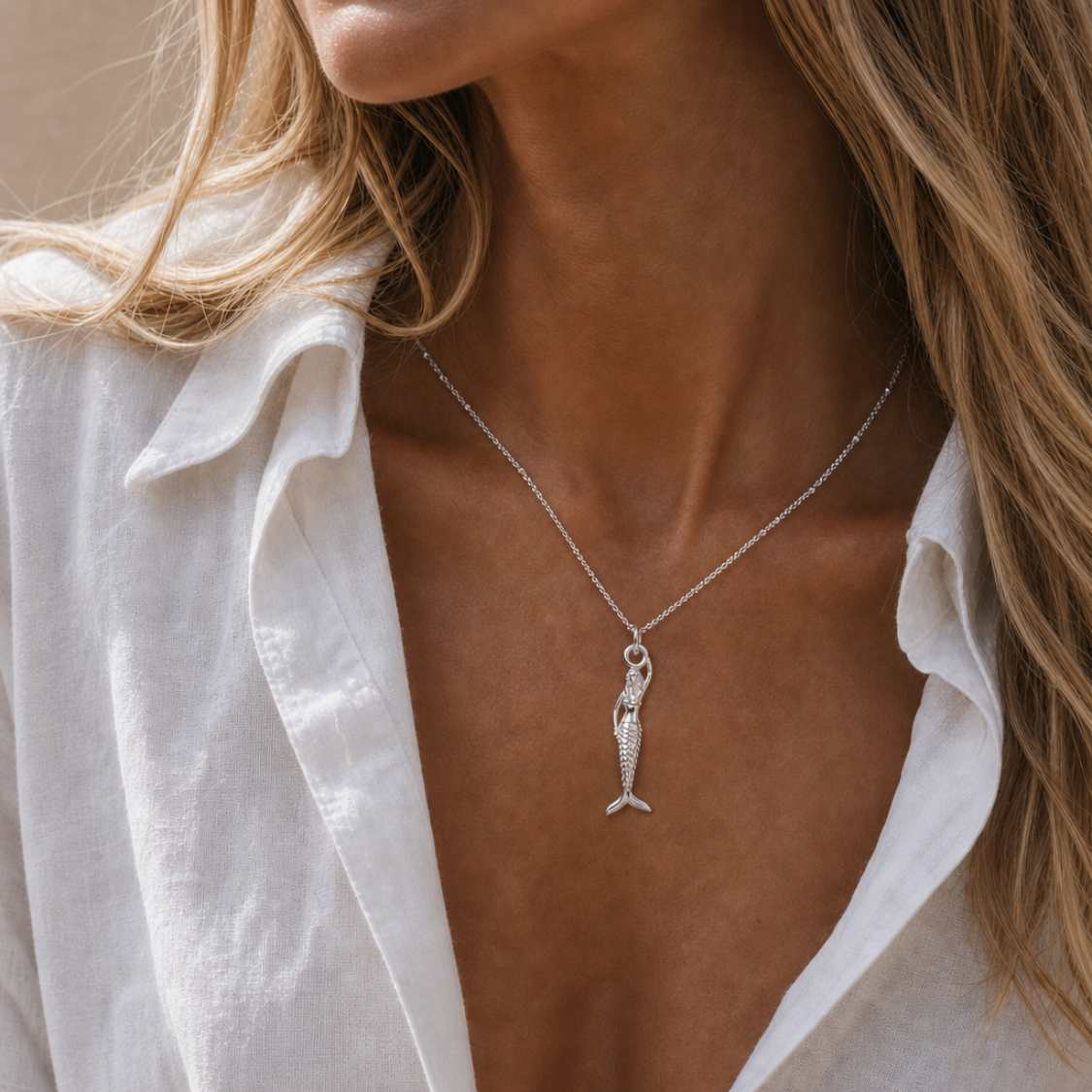 Mini Mermaid Silver Necklace - Zennor