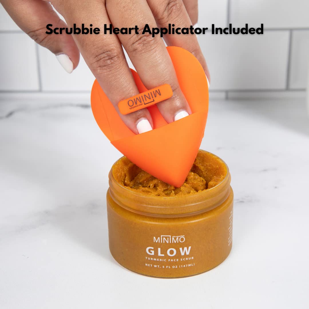 Minimo Glow Citrus Peach Turmeric Face Scrub — 5 oz with Heart Applicator