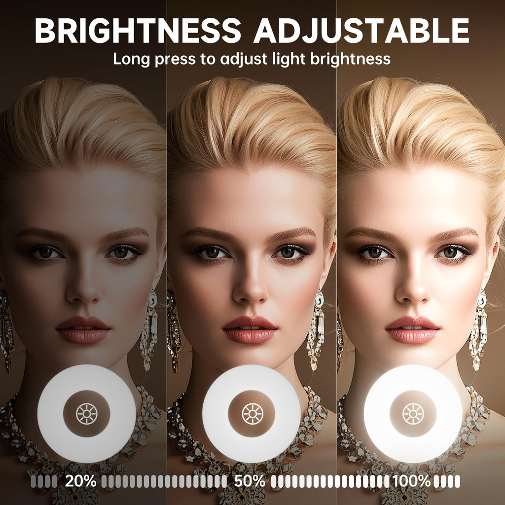 MINISO Vanity Mirror with Lights - 14x18 Arched Makeup Mirror, 3 Color Lights, Adjustable Brightness, 10X Magnification