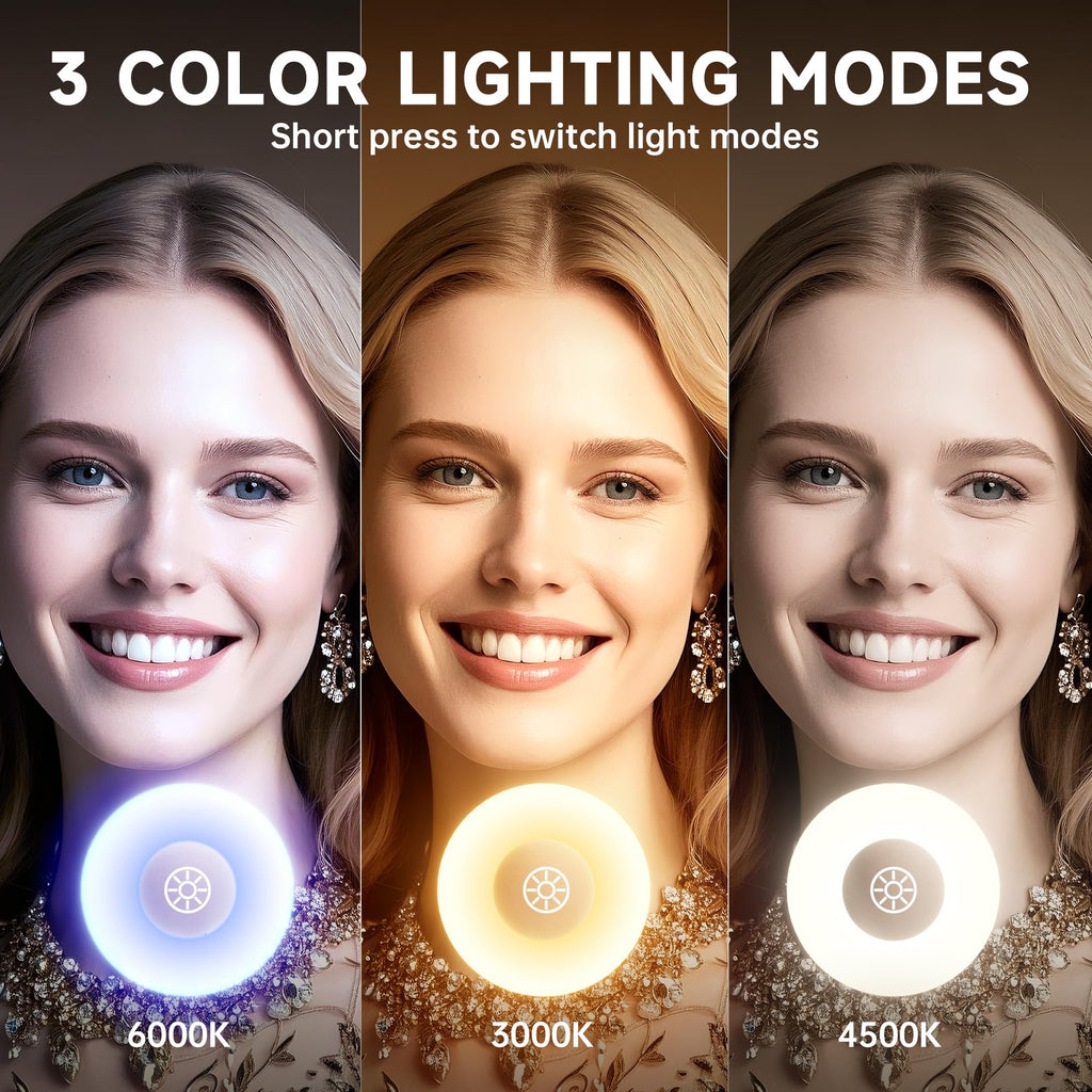 MINISO Vanity Mirror with Lights - 14x18 Arched Makeup Mirror, 3 Color Lights, Adjustable Brightness, 10X Magnification