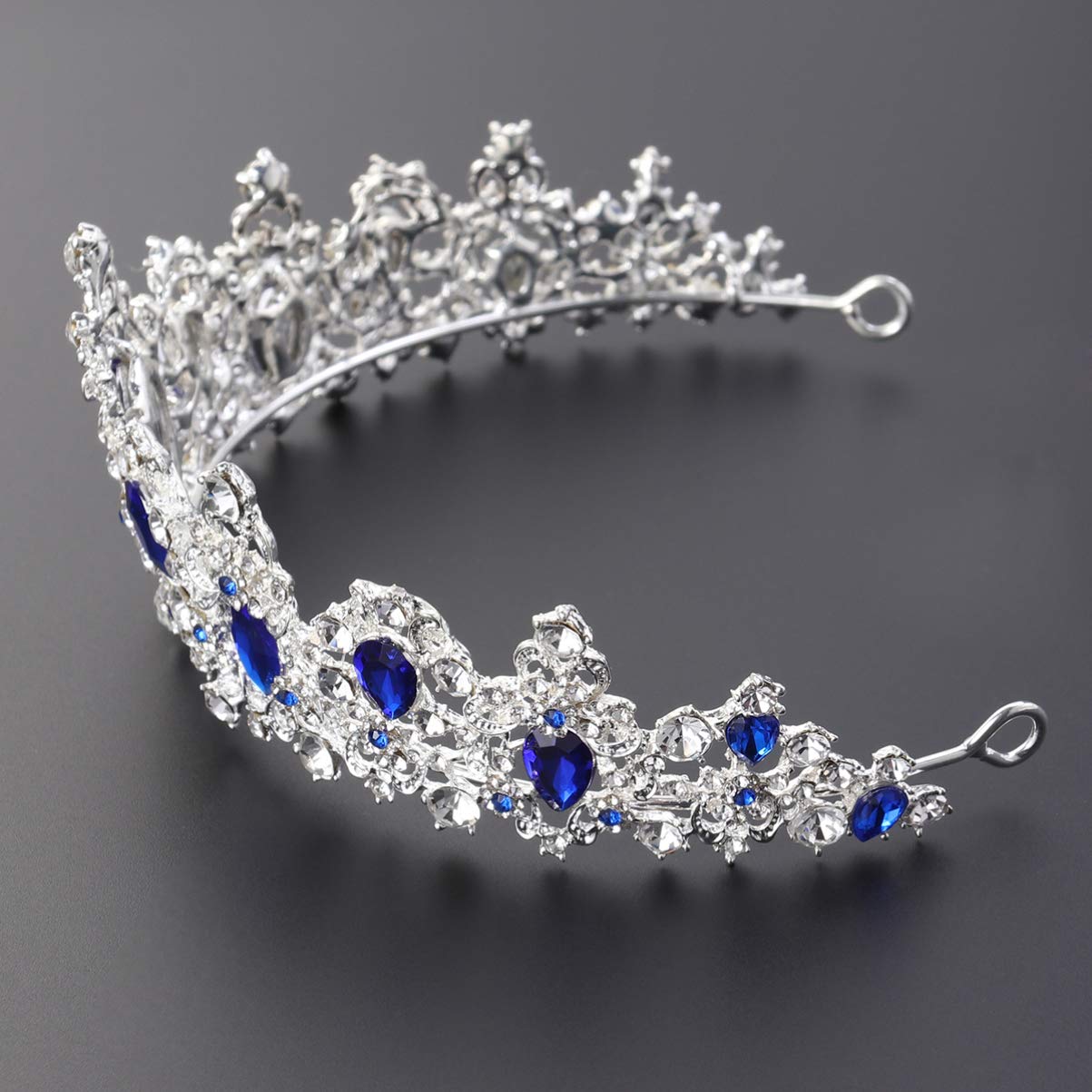 Minkissy Royal Blue Wedding Tiara – Crystal Rhinestone Bridal Crown