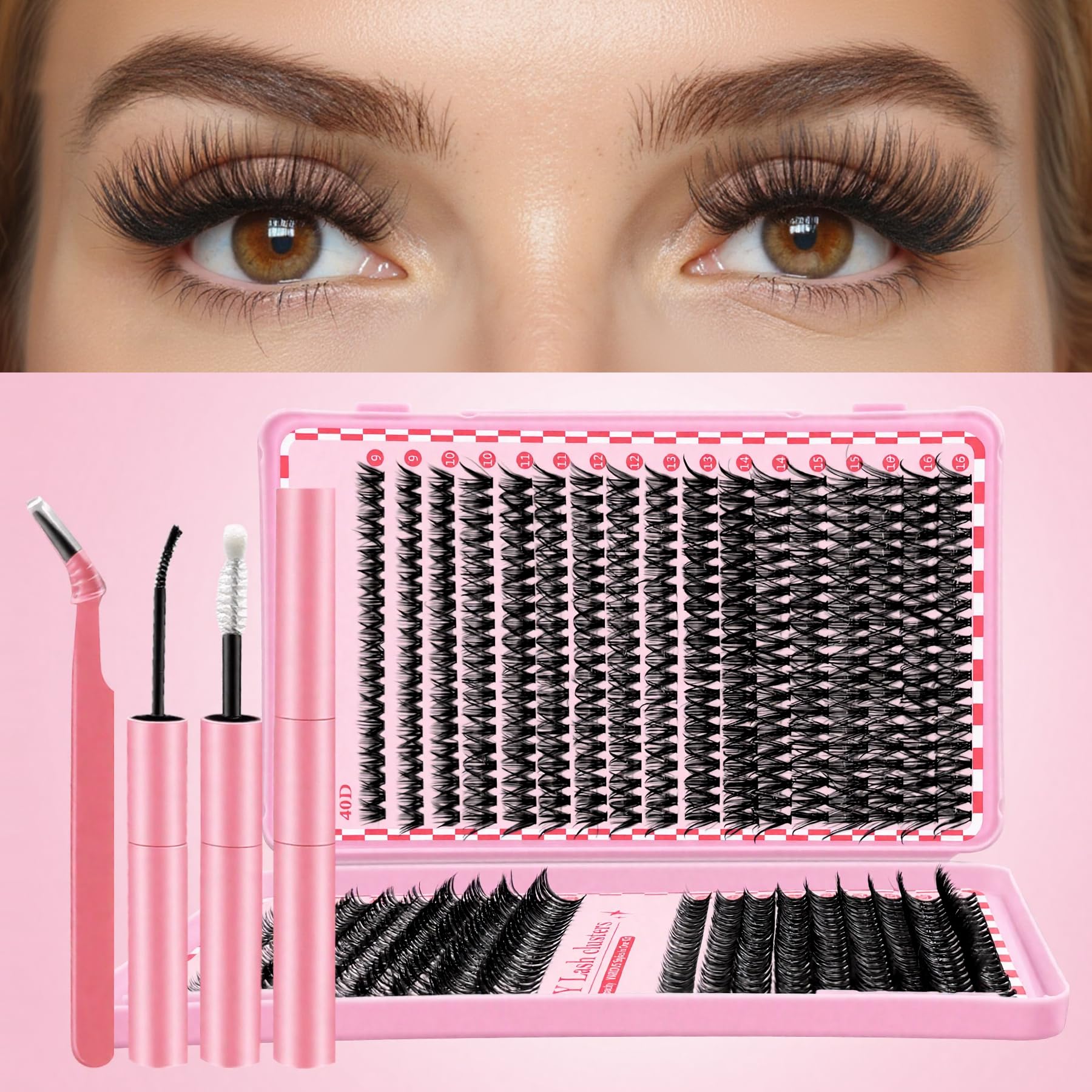 MINNNANOTOKU Lash Extension Kit DIY 640pcs – 10-16mm, Bond & Seal, Tweezers