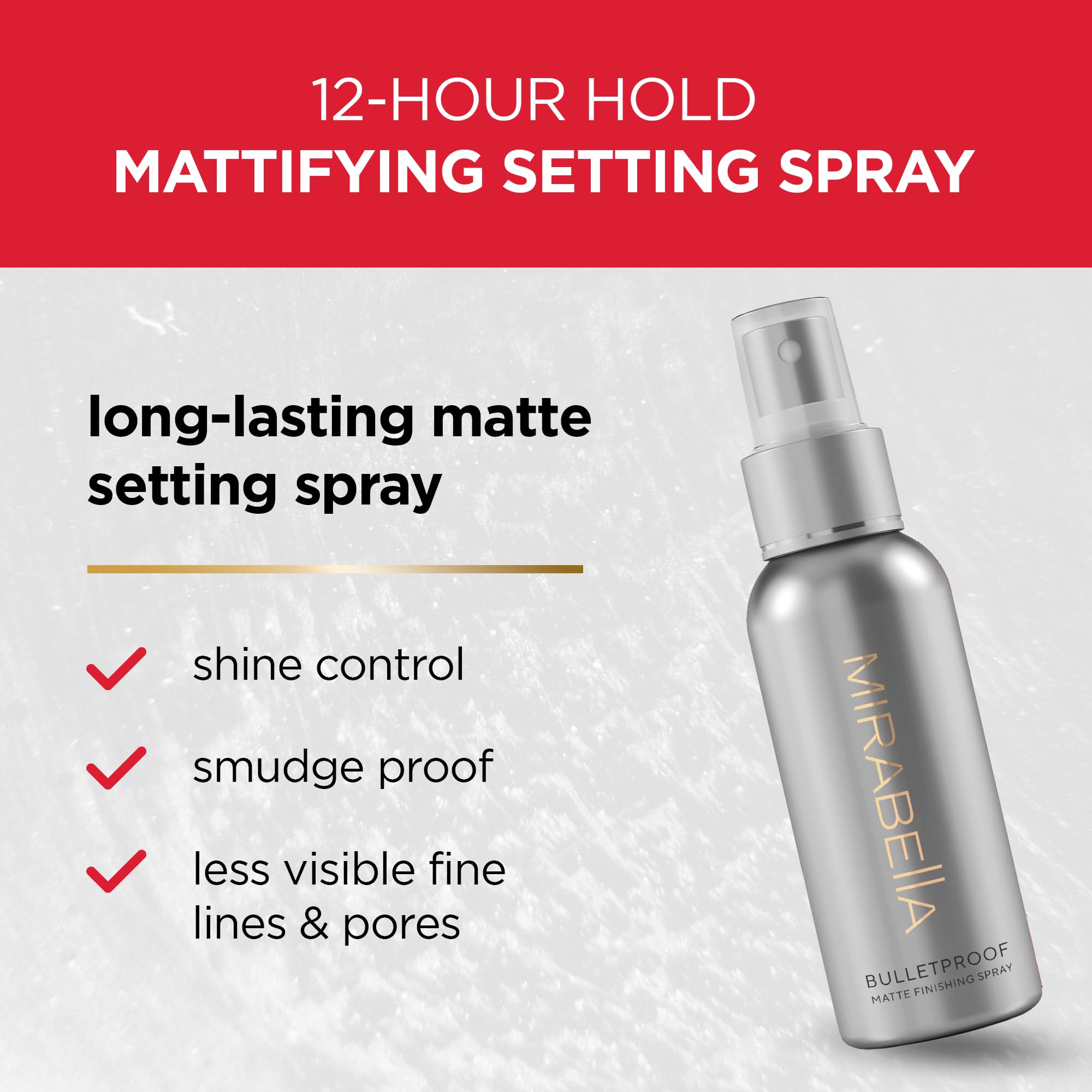 Mirabella Bulletproof Matte Setting Spray – 12-Hour Hold, Weightless Matte Finish