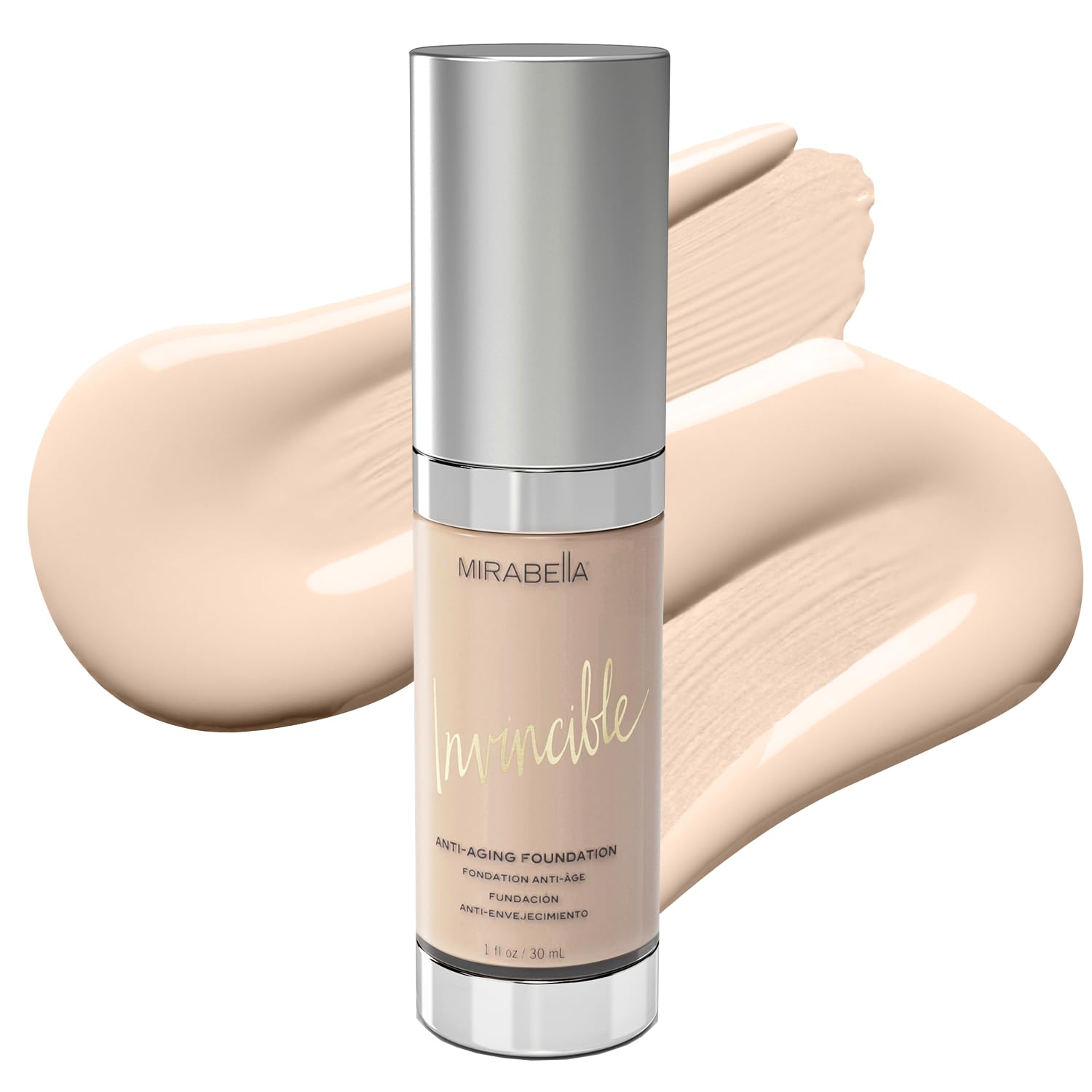 Mirabella Invincible HD Foundation – Hydrating Full-Coverage Demi-Matte in Porcelain P00