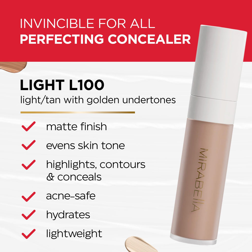 Mirabella Invincible For All Perfecting Under Eye Concealer – Full Coverage Hydrating Concealer Light L110