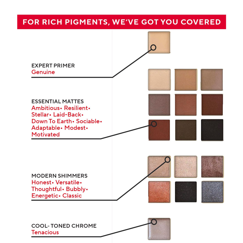 Mirabella True To You Neutral Eye Palette — 17 Matte & Shimmer Neutrals + Primer Included