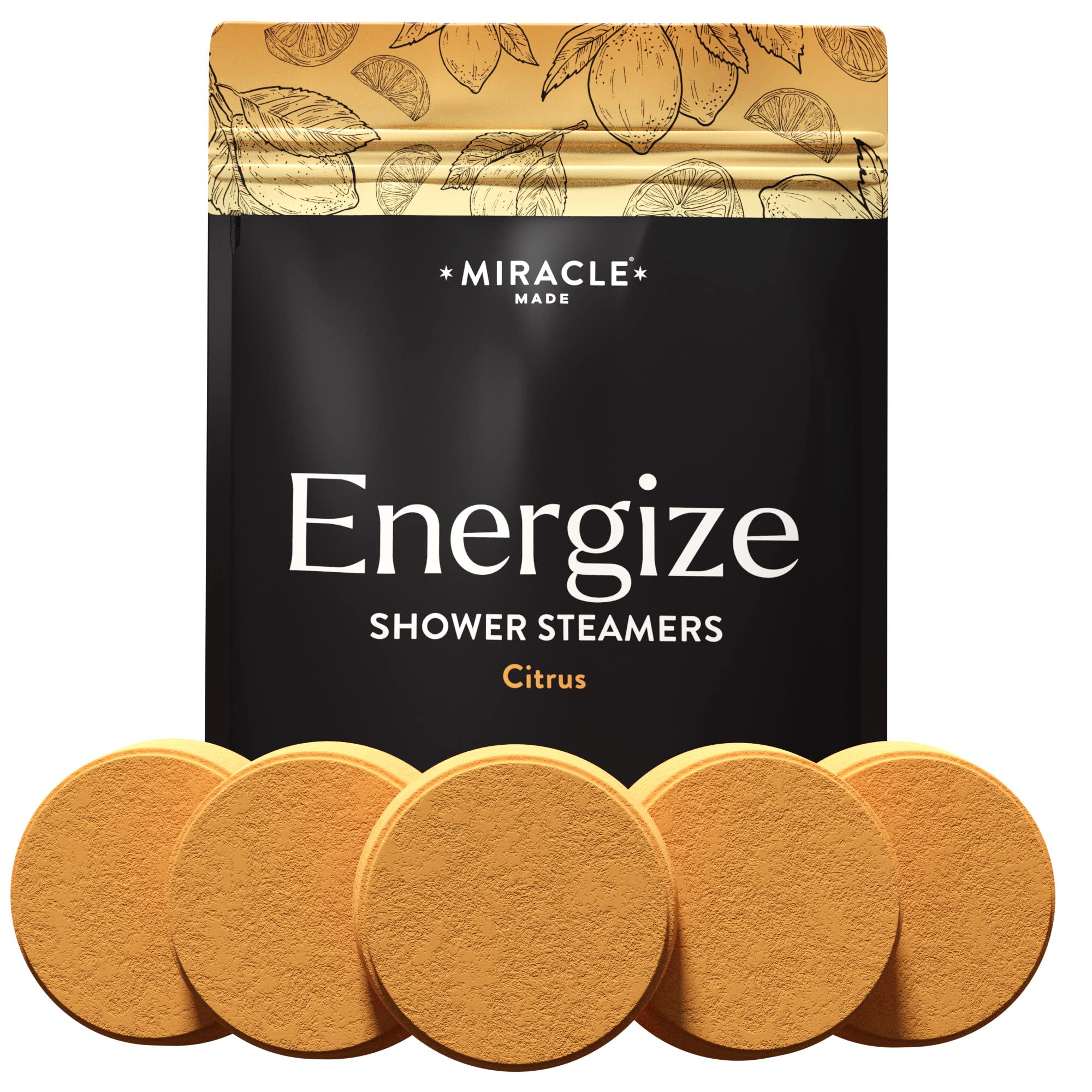 Miracle Made Citrus Mint Aromatherapy Shower Steamers – 15 Shower Melt Tablets for Relaxation and Daily Self-Care