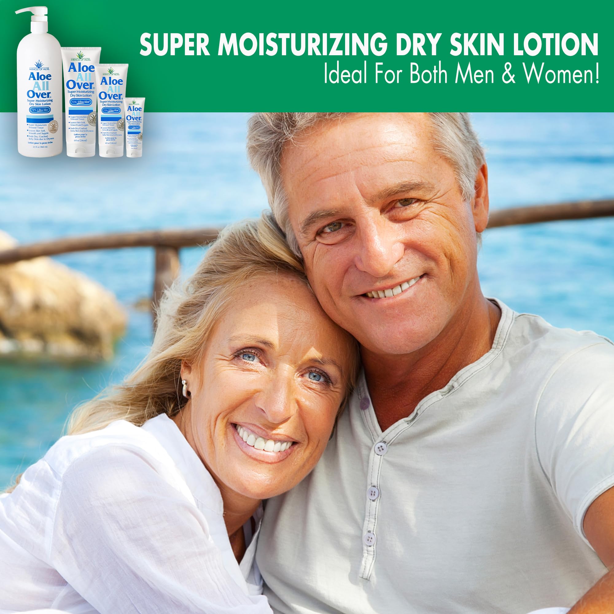Miracle of Aloe All Over Moisturizing Lotion – 72% UltraAloe Gel, 32 oz