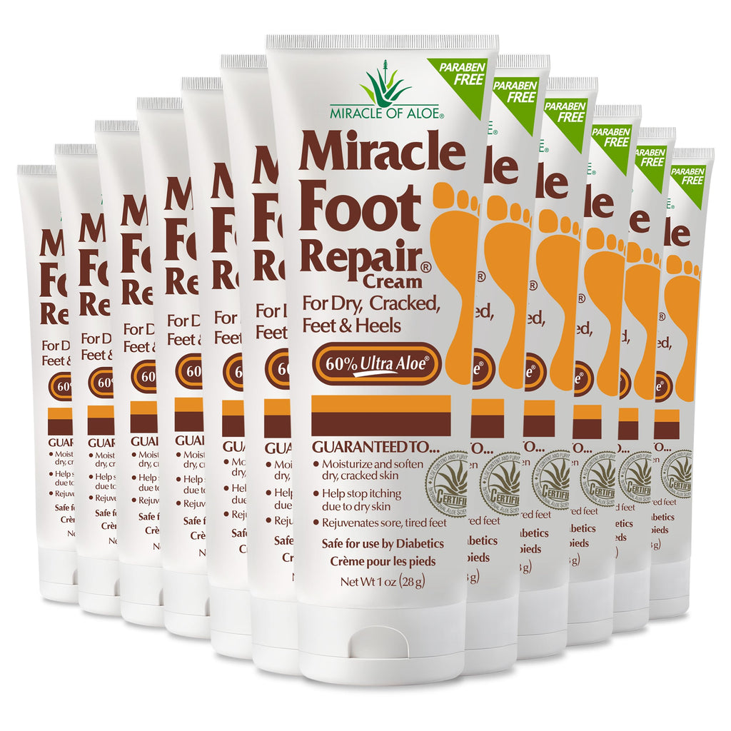 Miracle Foot Repair Cream – 60% Ultra Aloe Hydration, 1 oz, 12 Pack | Miracle of Aloe