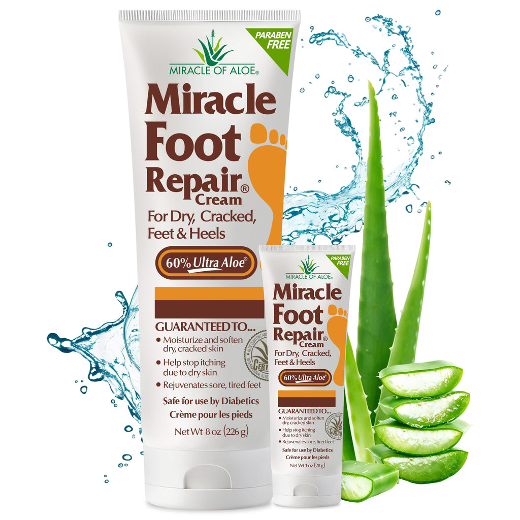 Miracle Foot Repair Cream — 60% Ultra Aloe (8 oz & 1 oz)