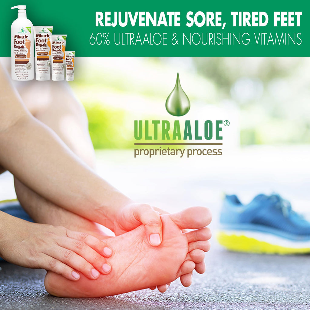 Miracle Foot Repair Cream (8 oz / 3-Pack) – 60% Ultra Aloe for Dry, Cracked Heels