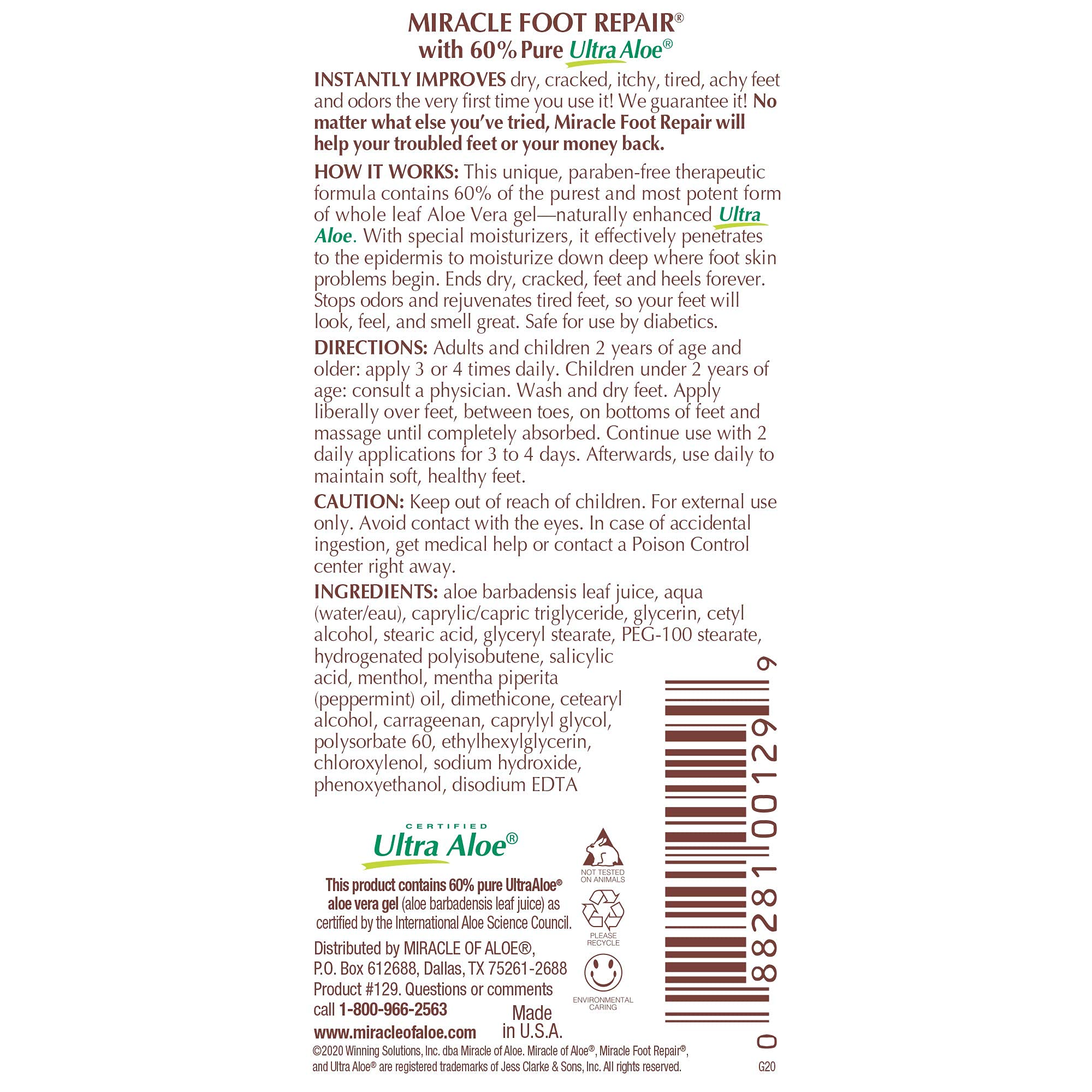 Miracle of Aloe Hand Repair 8 oz & Foot Repair 1 oz – Fast-Absorbing Moisturizing Duo