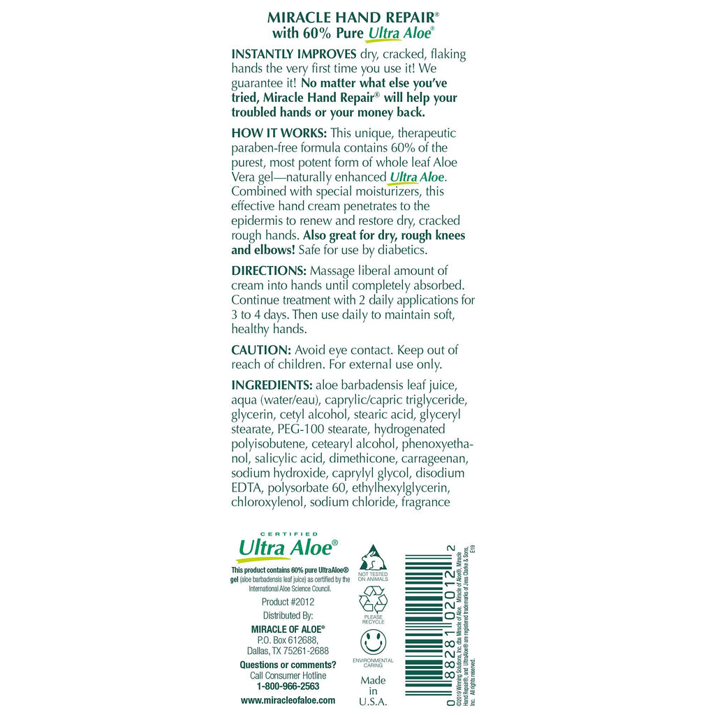 Miracle of Aloe Hand Repair 8 oz & Foot Repair 1 oz – Fast-Absorbing Moisturizing Duo