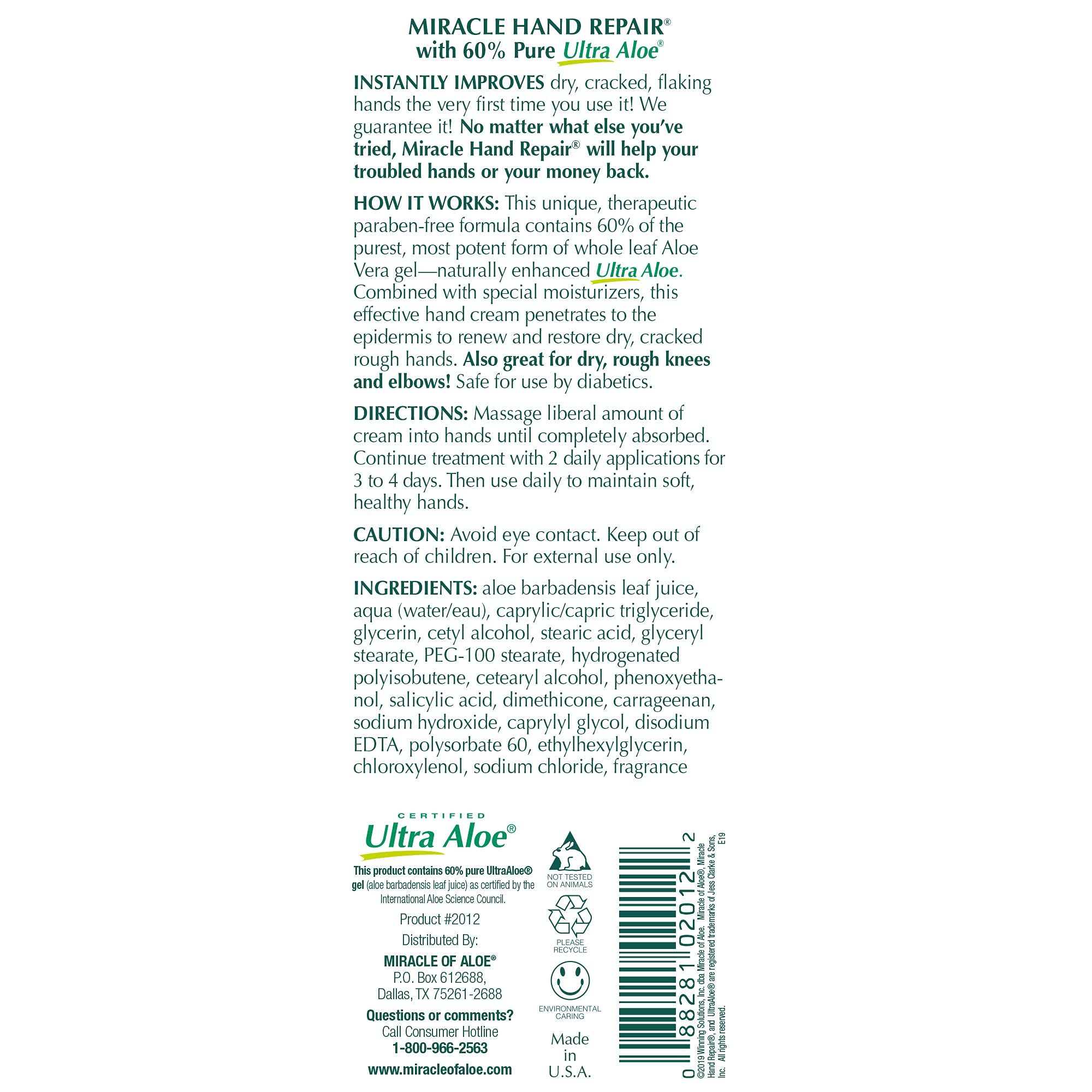 Miracle of Aloe Hand Repair 8 oz & Foot Repair 1 oz – Fast-Absorbing Moisturizing Duo