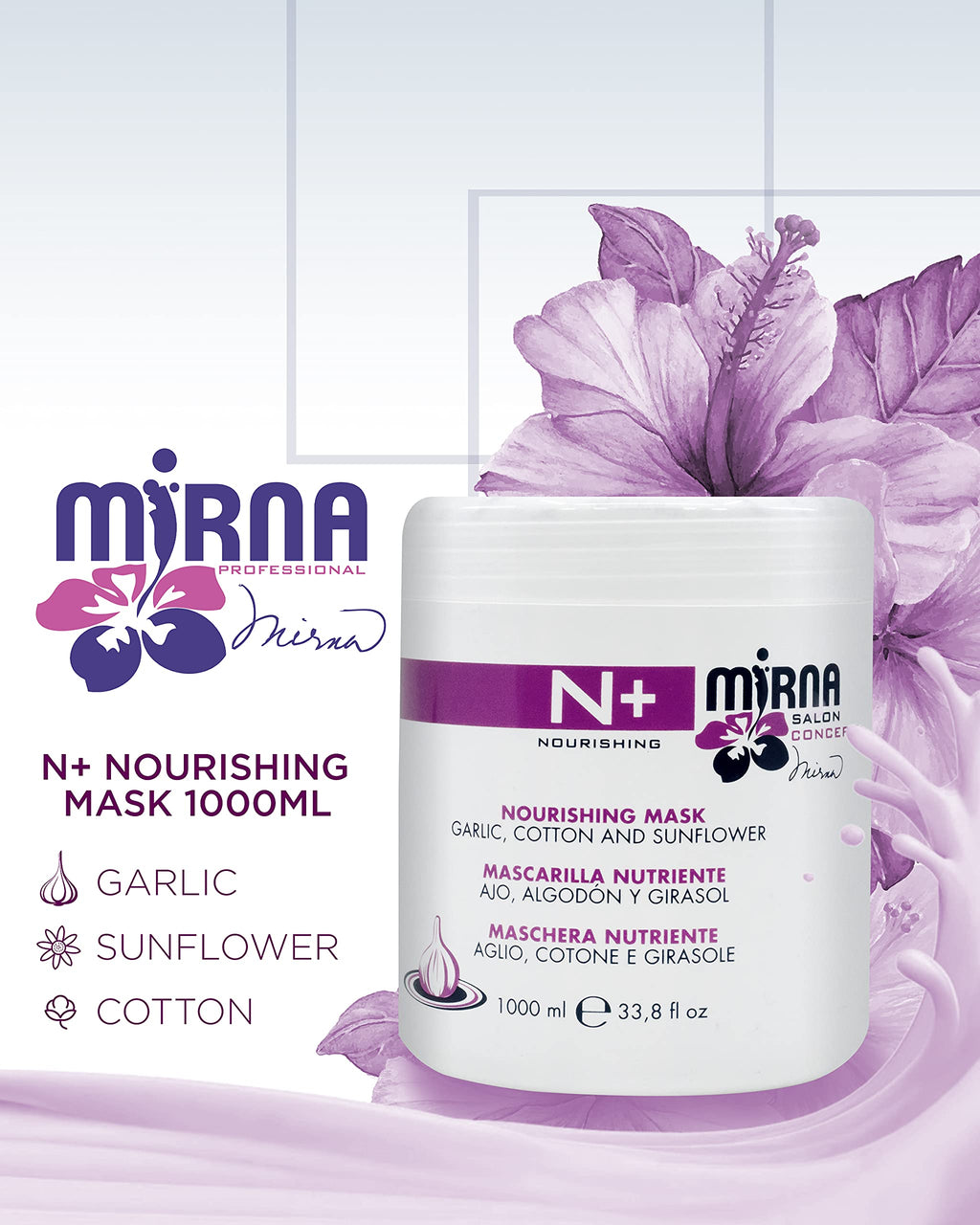 Mirna Professional N+ Nourishing Mask with Garlic, Cotton & Sunflower – 1000ml