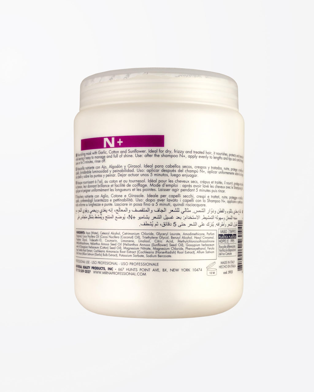 Mirna Professional N+ Nourishing Mask with Garlic, Cotton & Sunflower – 1000ml
