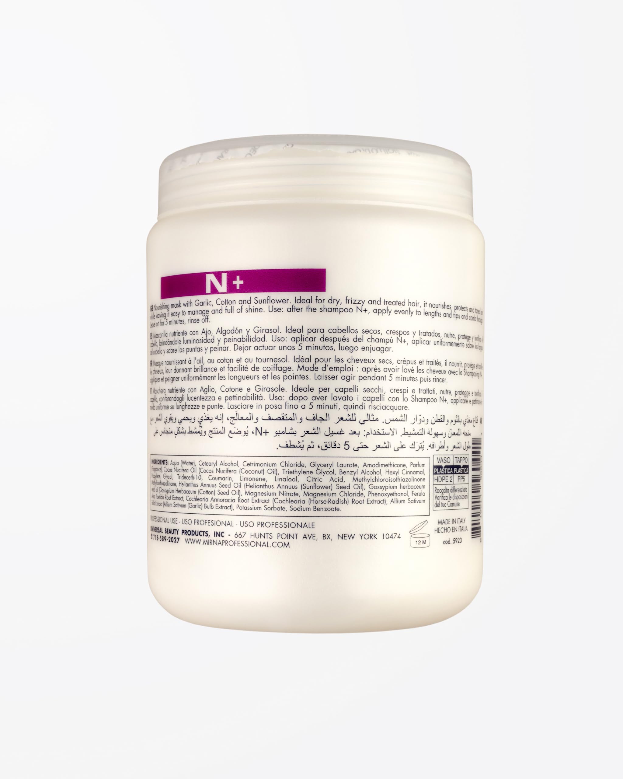 Mirna Professional N+ Nourishing Mask with Garlic, Cotton & Sunflower – 1000ml
