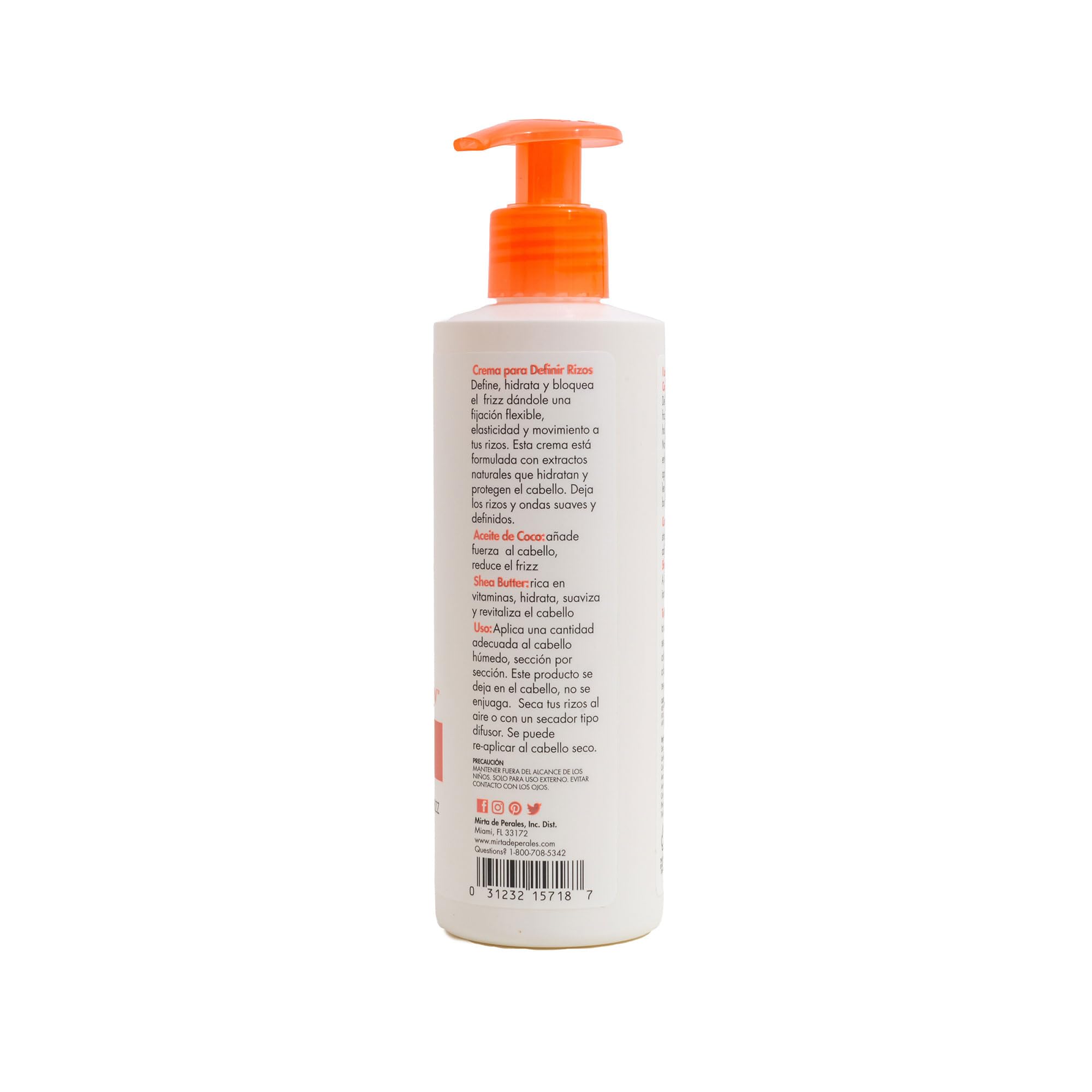 Mirta De Perales Curls Defining Cream – Hydrating Curl Cream for Wavy, Curly & Coily Hair | Coconut Oil & Shea Butter | Frizz Control & Shine | 8 oz