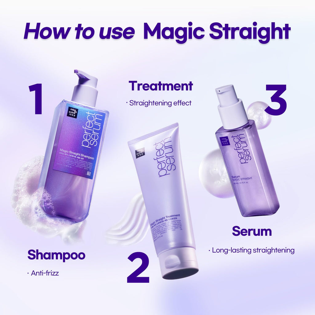 Mise En Scene Perfect Serum Magic Straight – Hair Taming Oil, Heat Protectant, Humidity Shield | Coconut Oil, Bergamot | 2.7 Fl Oz