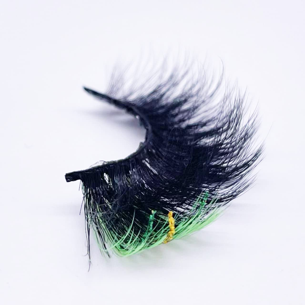 Miss Kiss Black Eyelashes with Green Glitter End | Faux Mink Lash Strip for Festival & Party