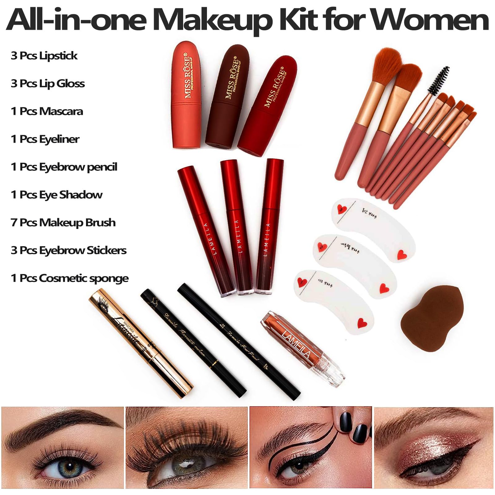 Miss Rose M187 Colors Palette – All-In-One 187-Color Makeup Kit