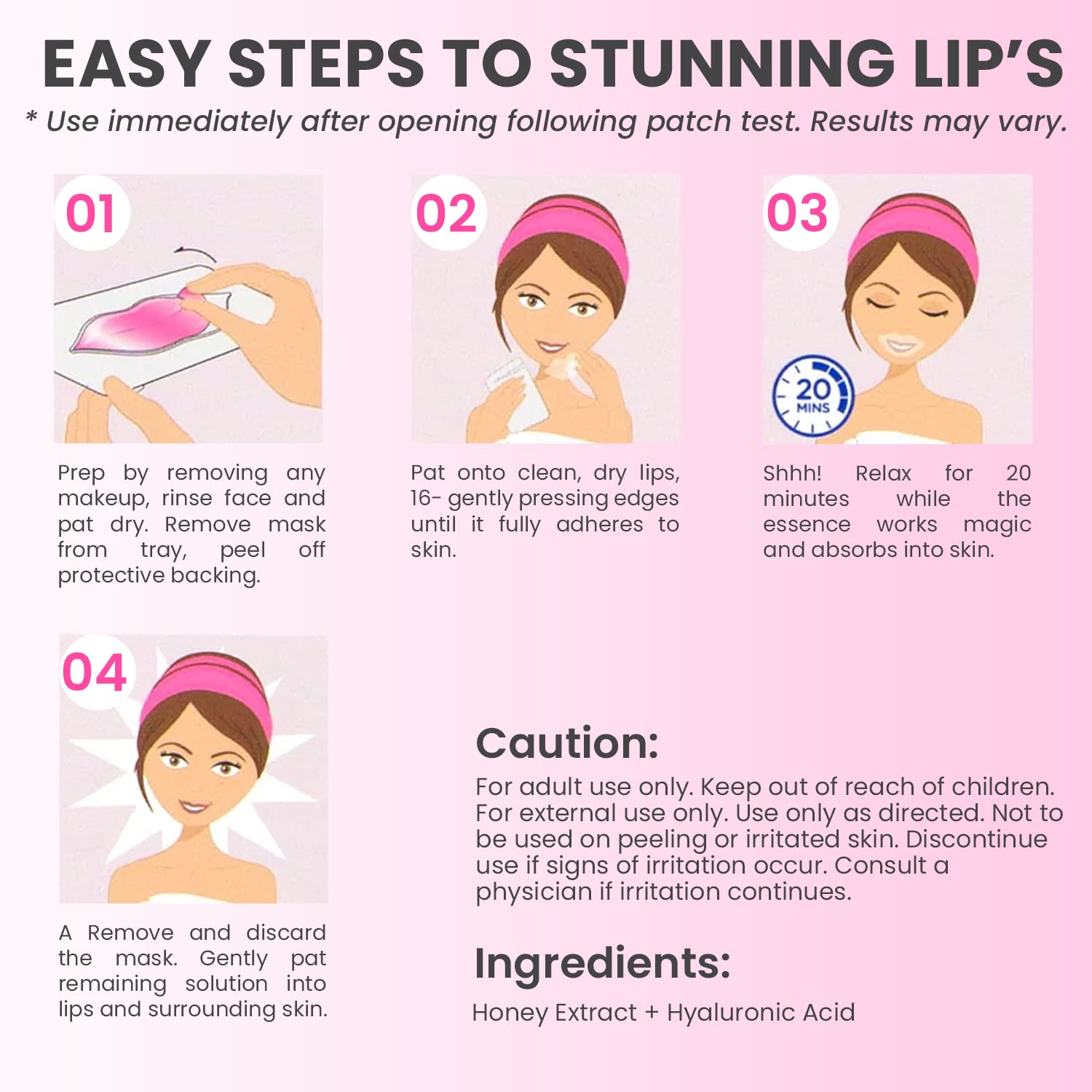 MISS SPA Lip Mask – Hydrate + Boost Hydrogel Lip Treatment (4 Pack)