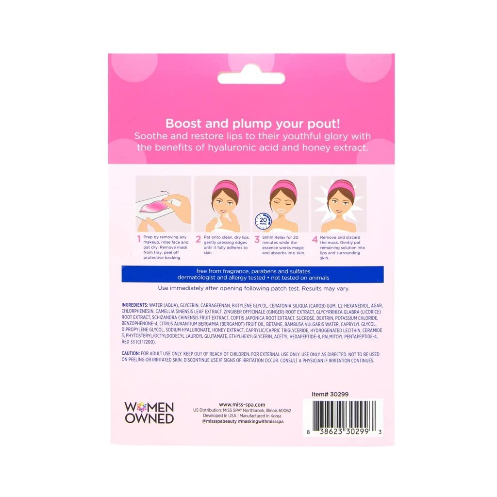MISS SPA Lip Mask – Hydrate + Boost Hydrogel Lip Treatment (4 Pack)