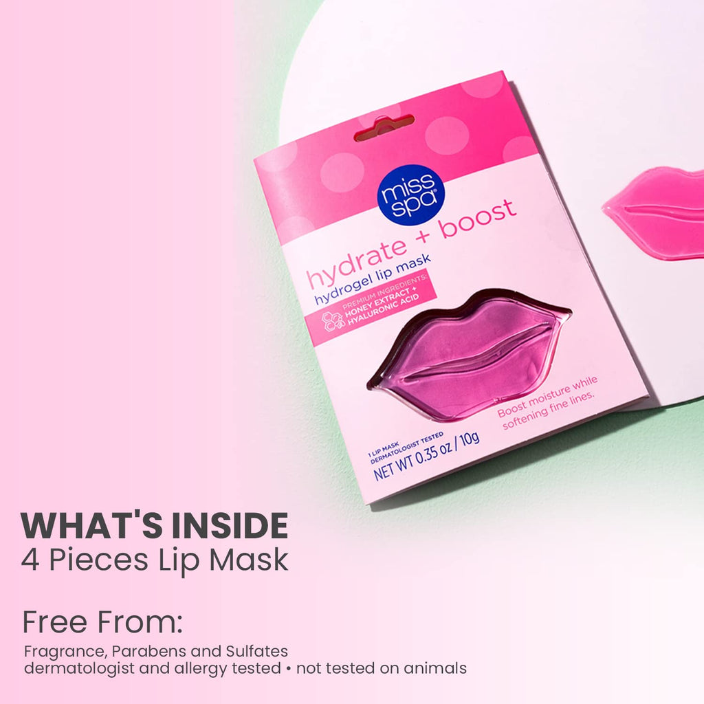 MISS SPA Lip Mask – Hydrate + Boost Hydrogel Lip Treatment (4 Pack)