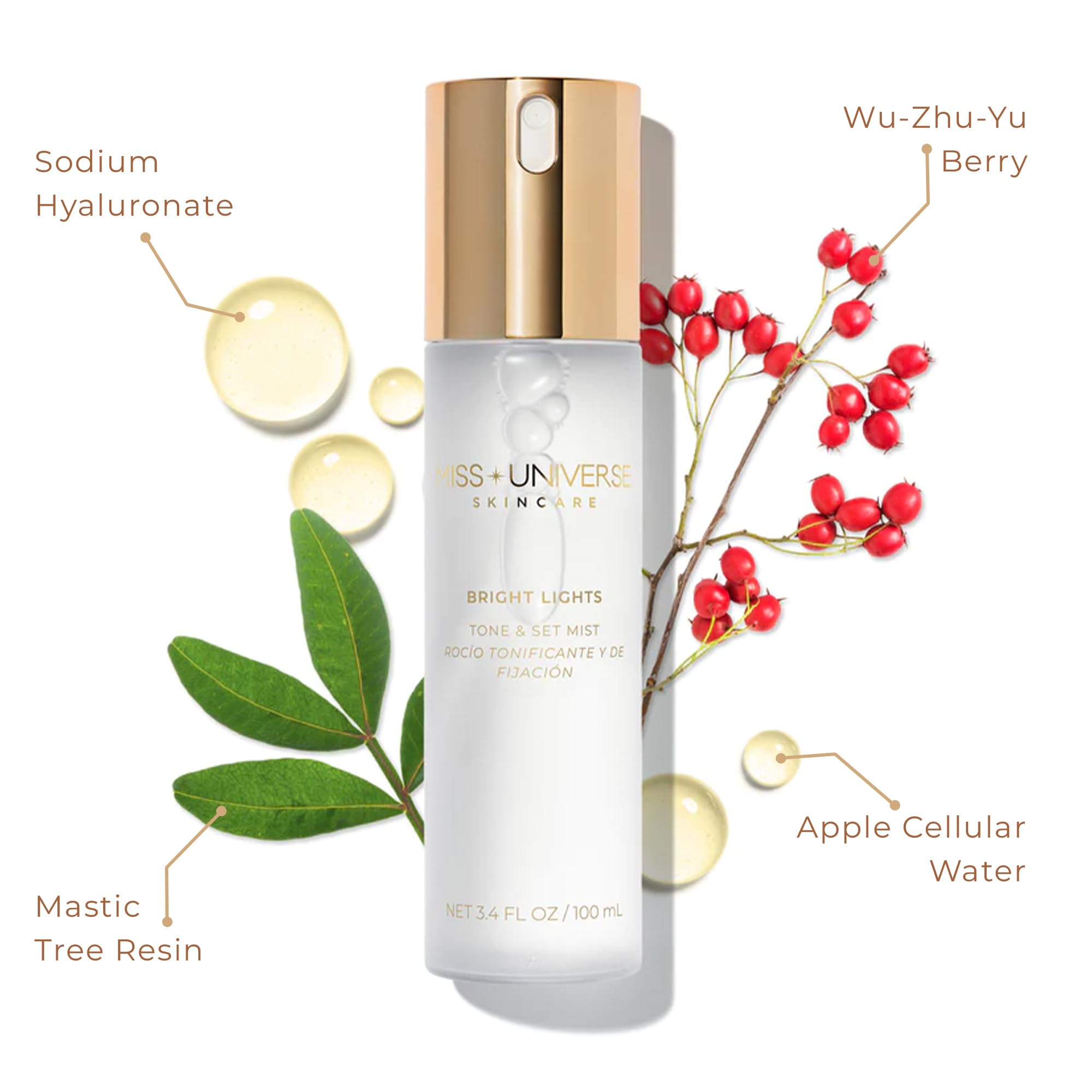 Miss Universe Skincare Bright Lights Toner – 100 mL, Hydrating Vitamin C & Hyaluronic Acid