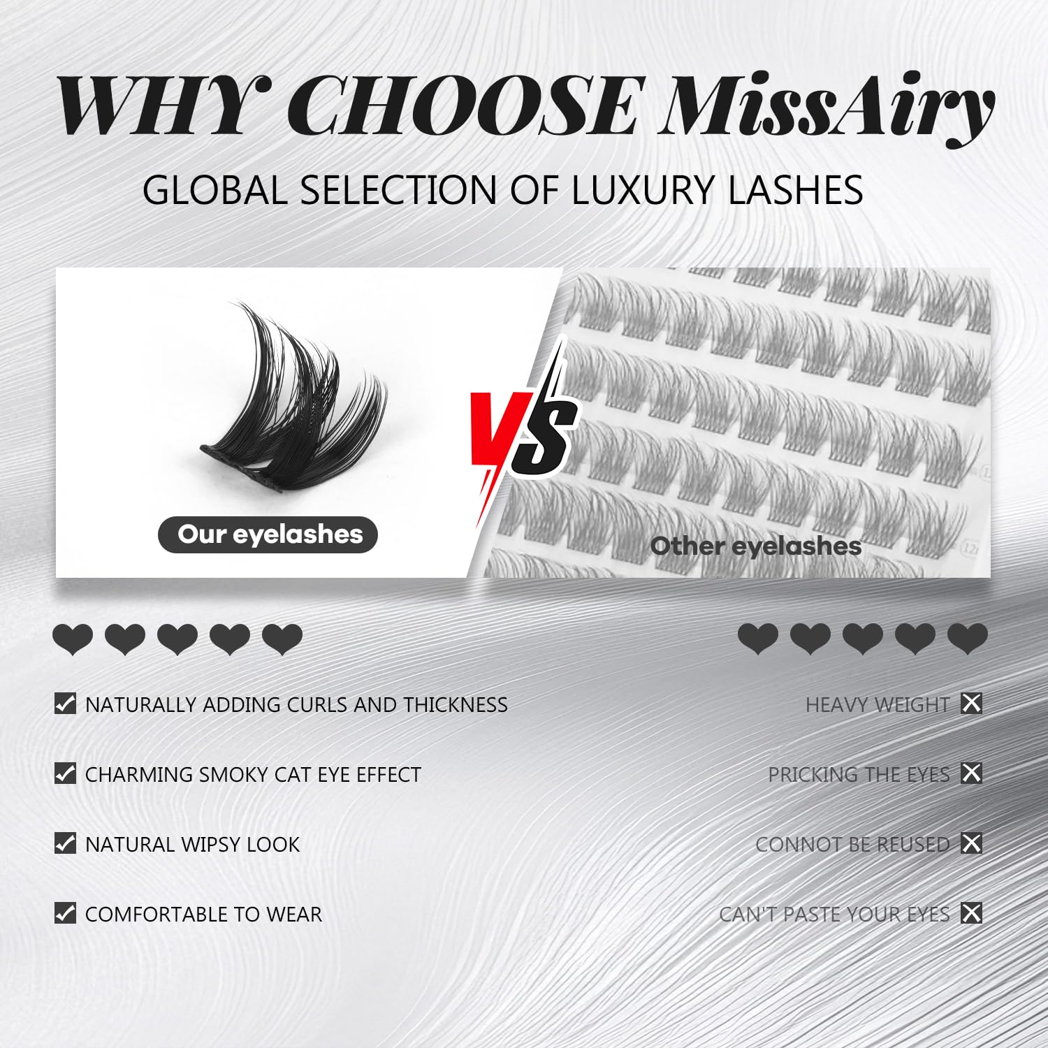 MissAiry Flaunt Lash Clusters 8-14mm Wispy D-Curl Eyelash Extensions